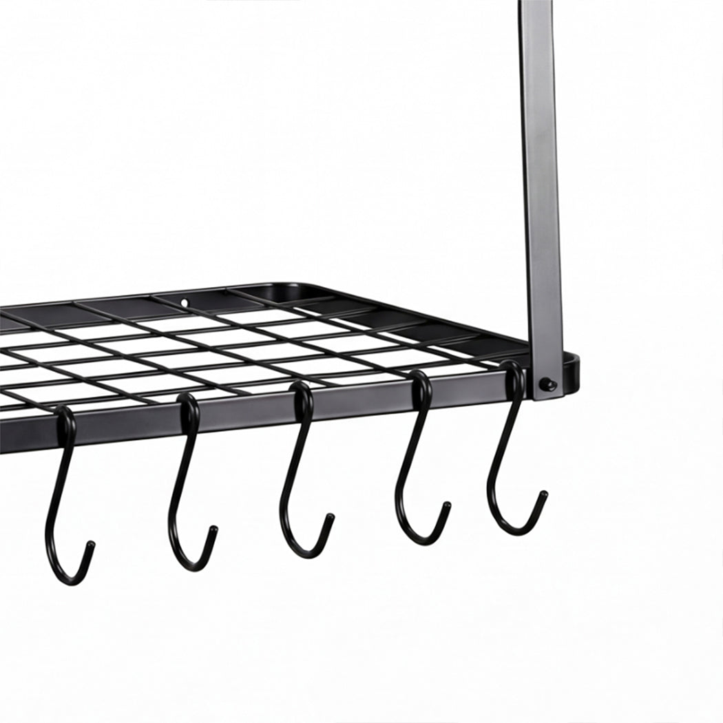 Toque Metal Pot Pan Rack Hanging Kitchen Shelf Wall Mounted Organizer 10 Hooks-2061251871485595653
