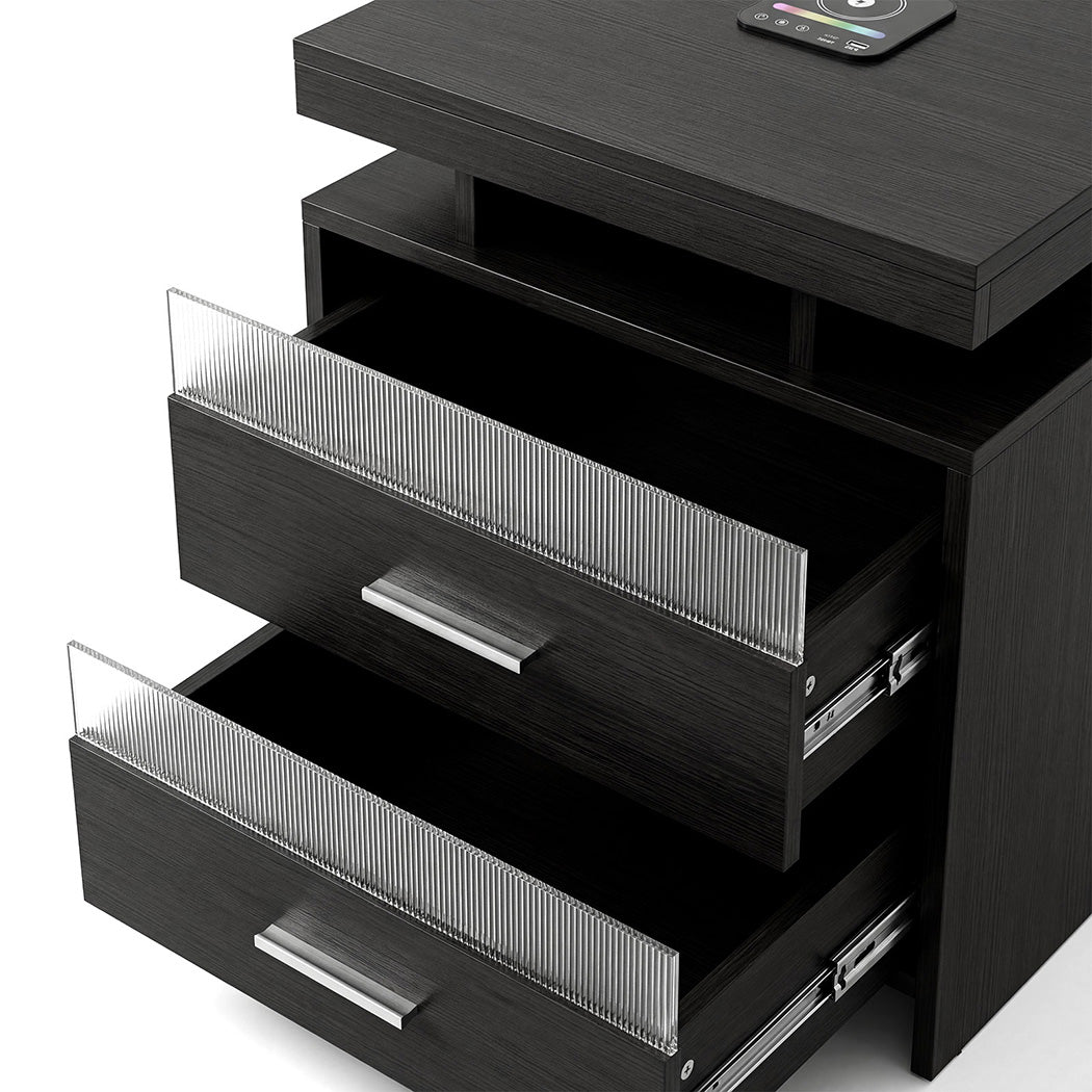 Levede Smart Bedside Table Charging Station Motion Sensor Modern Nightstand-2050056780108664837