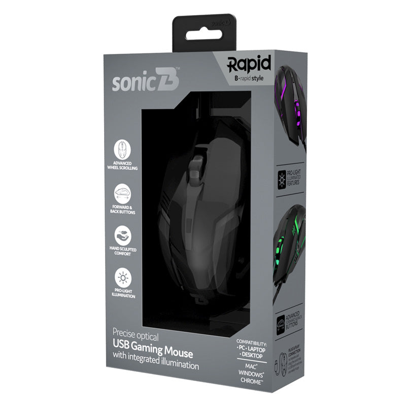 SonicB Rapid Wired Gaming Mouse with Pro-Light Illumination