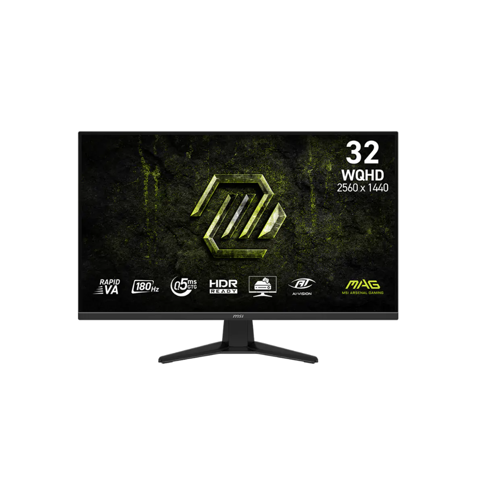 MSI MAG 31.5-Inch WQHD Rapid VA Gaming Monitor, 180Hz, 0.5ms, HDR Ready, AI Navigator