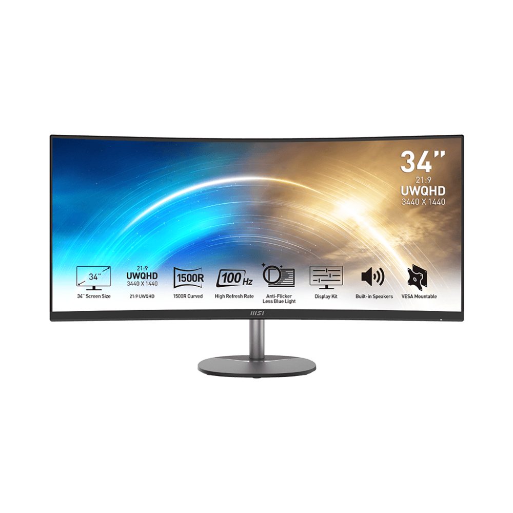 MSI 34in Curved UWQHD VA Business Monitor 100Hz with Built-in Speakers