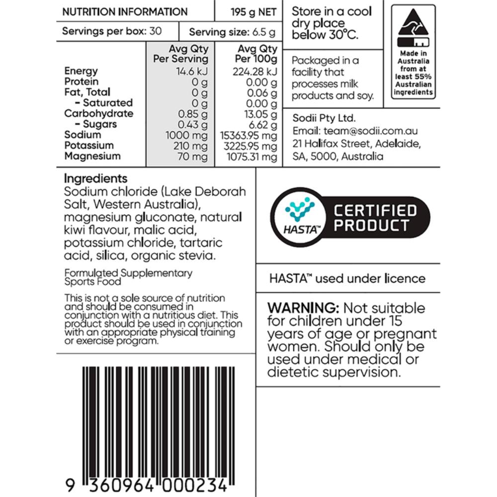 Sodii Everyday Hydration Salts Salt Kiwi 30 Pack