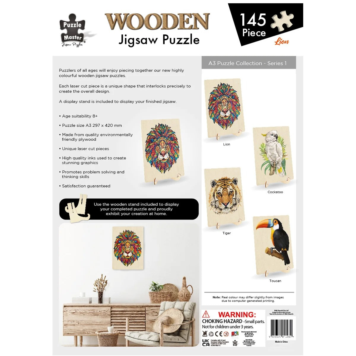 Puzzle Master Wooden Jigsaw Puzzle 145 Piece Lion A3 Size For Adult & Kids