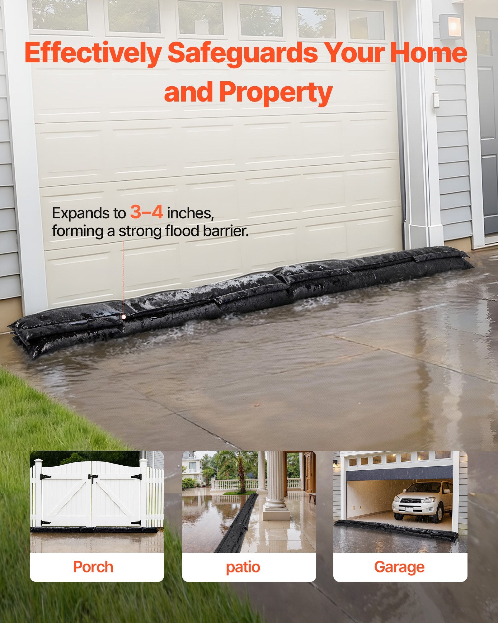 Flood Barrier 4Pack 1530x210mm Water Activated Reusable Sandless Sandbags