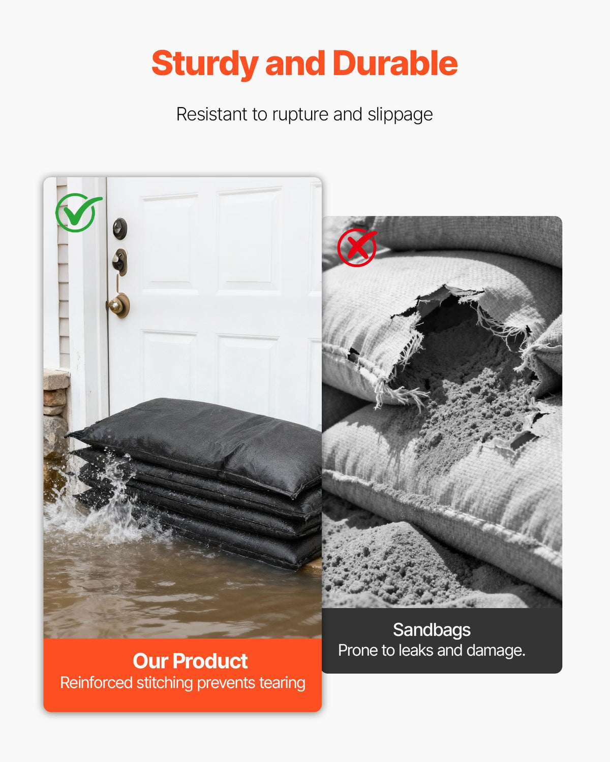 Flood Barrier 10-Pack, 430x830mm Water-Activated Reusable Sandless Flood Bags