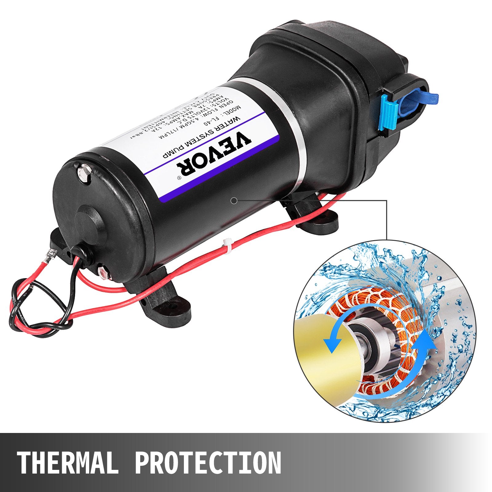 12V High Pressure Diaphragm Water Pump 17L/Min Self-Priming 40 PSI Automatic