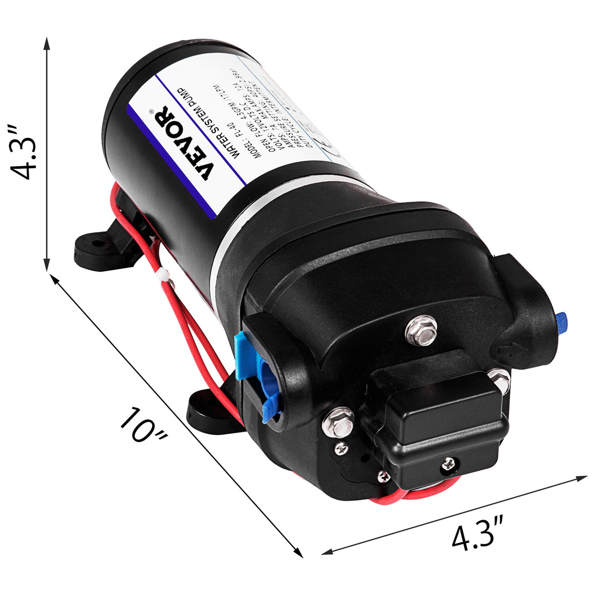 12V High Pressure Diaphragm Water Pump 17L/Min Self-Priming 40 PSI Automatic