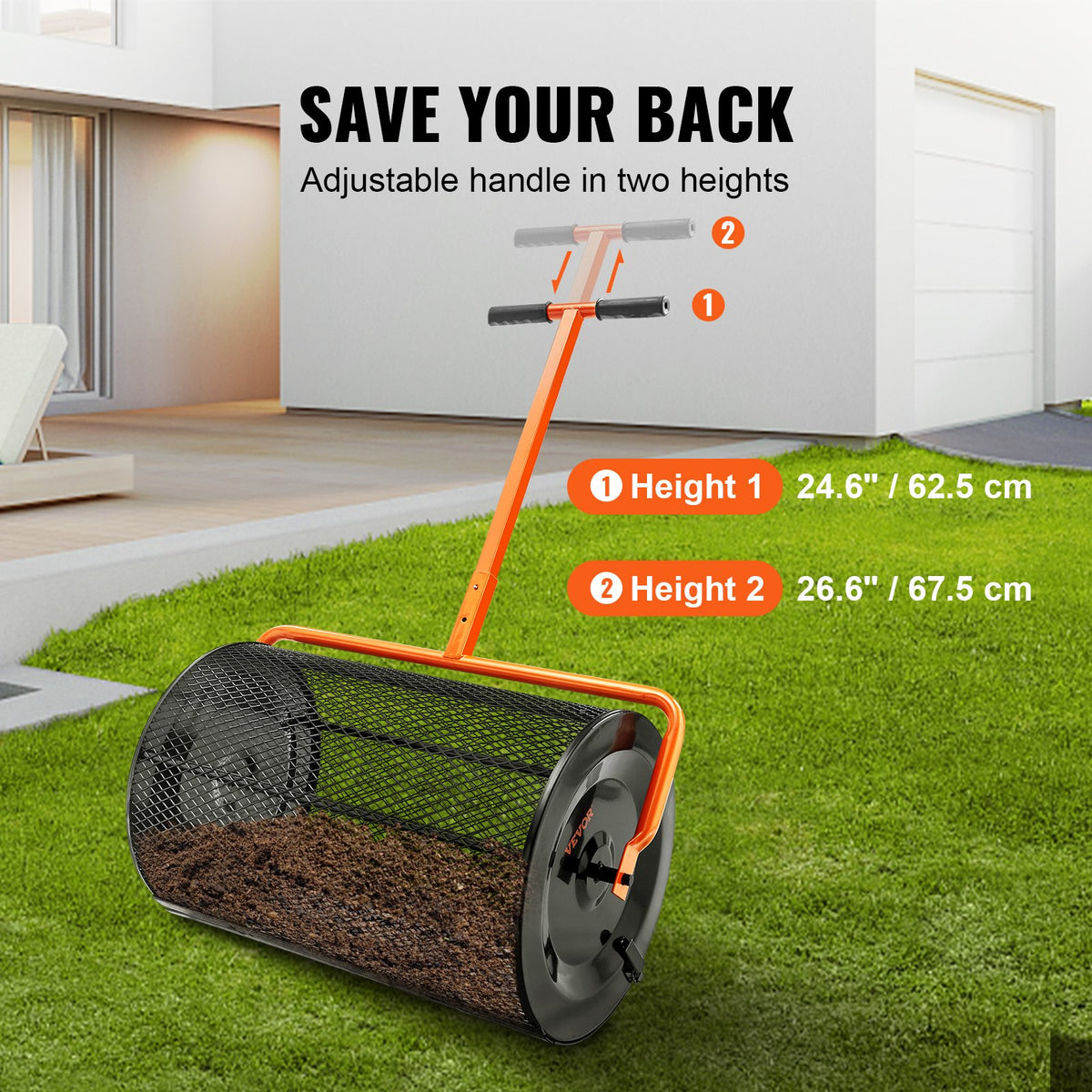 Compost Spreader Peat Moss Spreader 24" for Lawn and Garden Use