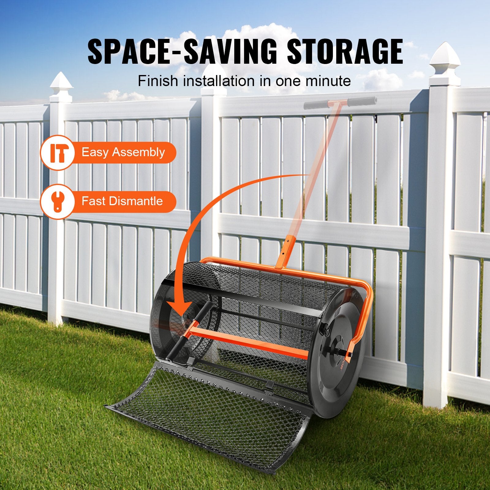 Compost Spreader Peat Moss Spreader 24" for Lawn and Garden Use