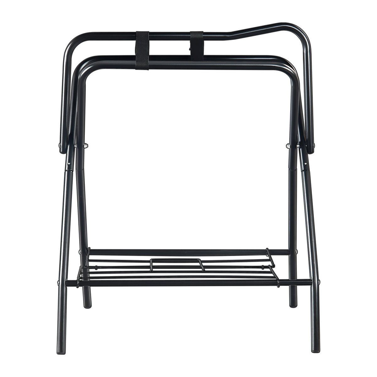 28x19x37.5in Folding Saddle Rack Heavy Duty Steel Freestanding Tack Stand Black