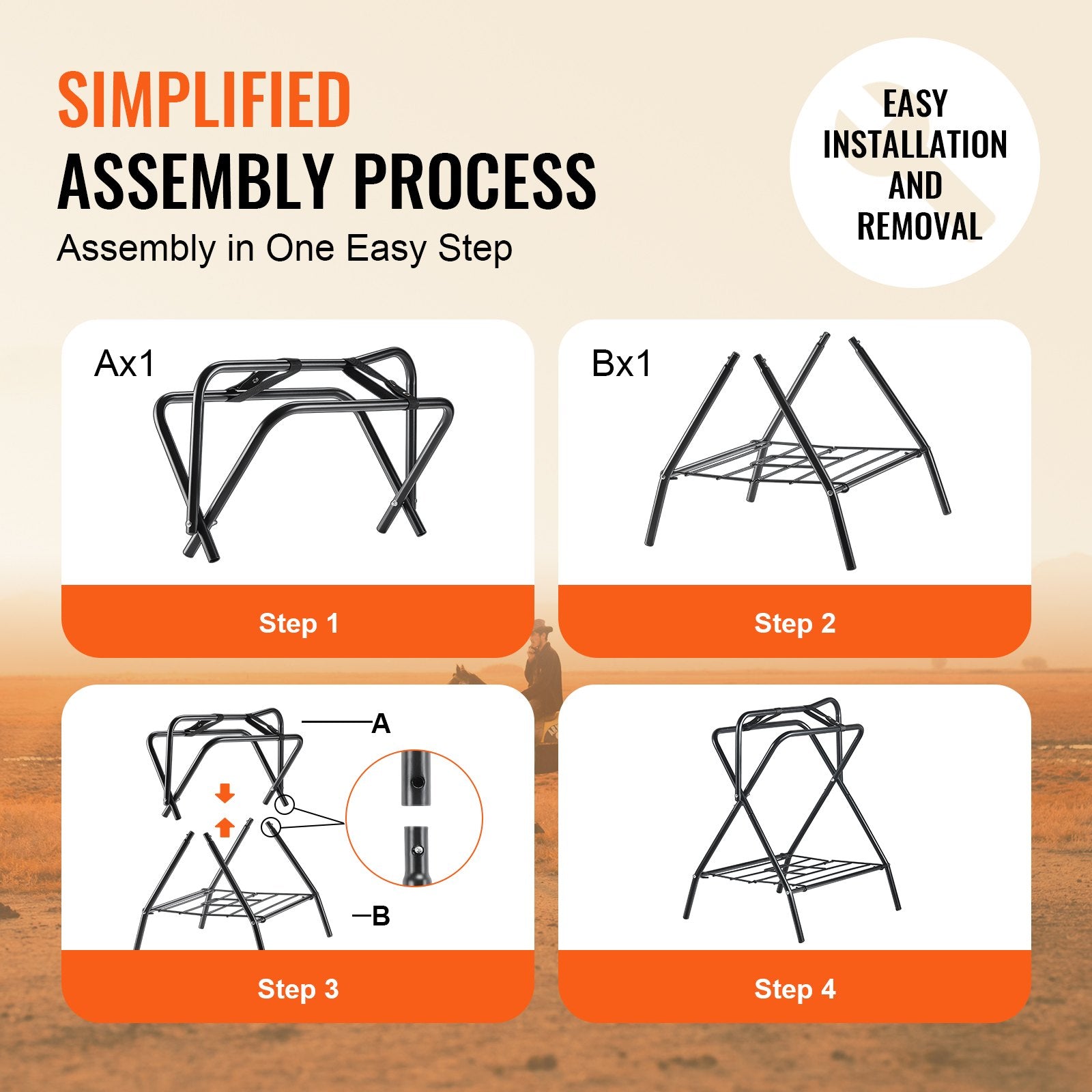 Folding Saddle Rack 28x19x37.5in 2Pack Freestanding Heavy Duty Steel Stand Black