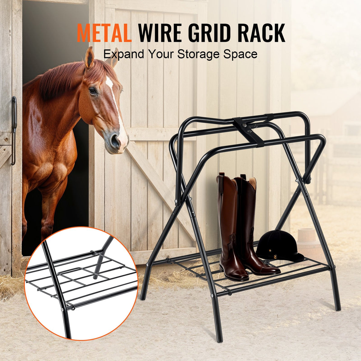 Folding Saddle Rack 28x19x37.5in 2Pack Freestanding Heavy Duty Steel Stand Black