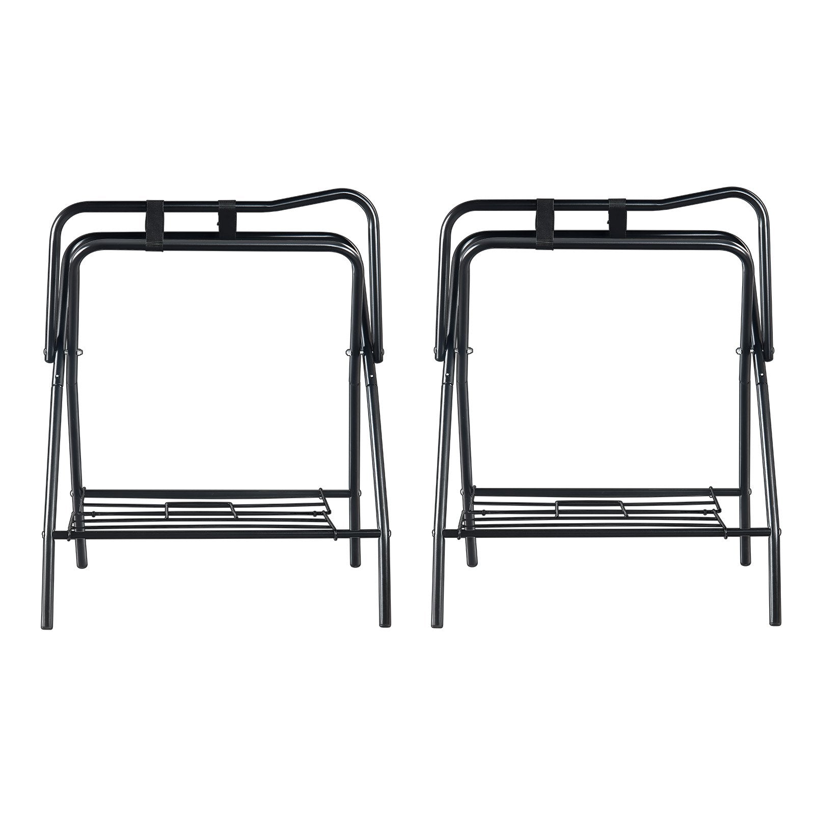 Folding Saddle Rack 28x19x37.5in 2Pack Freestanding Heavy Duty Steel Stand Black