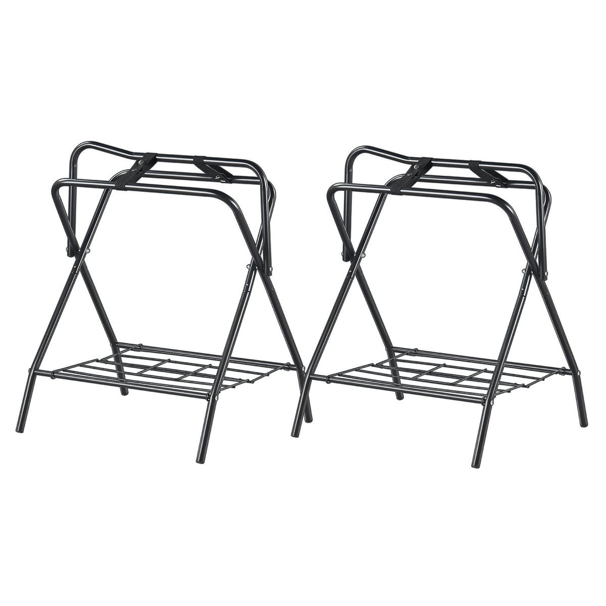 Folding Saddle Rack 28x19x37.5in 2Pack Freestanding Heavy Duty Steel Stand Black