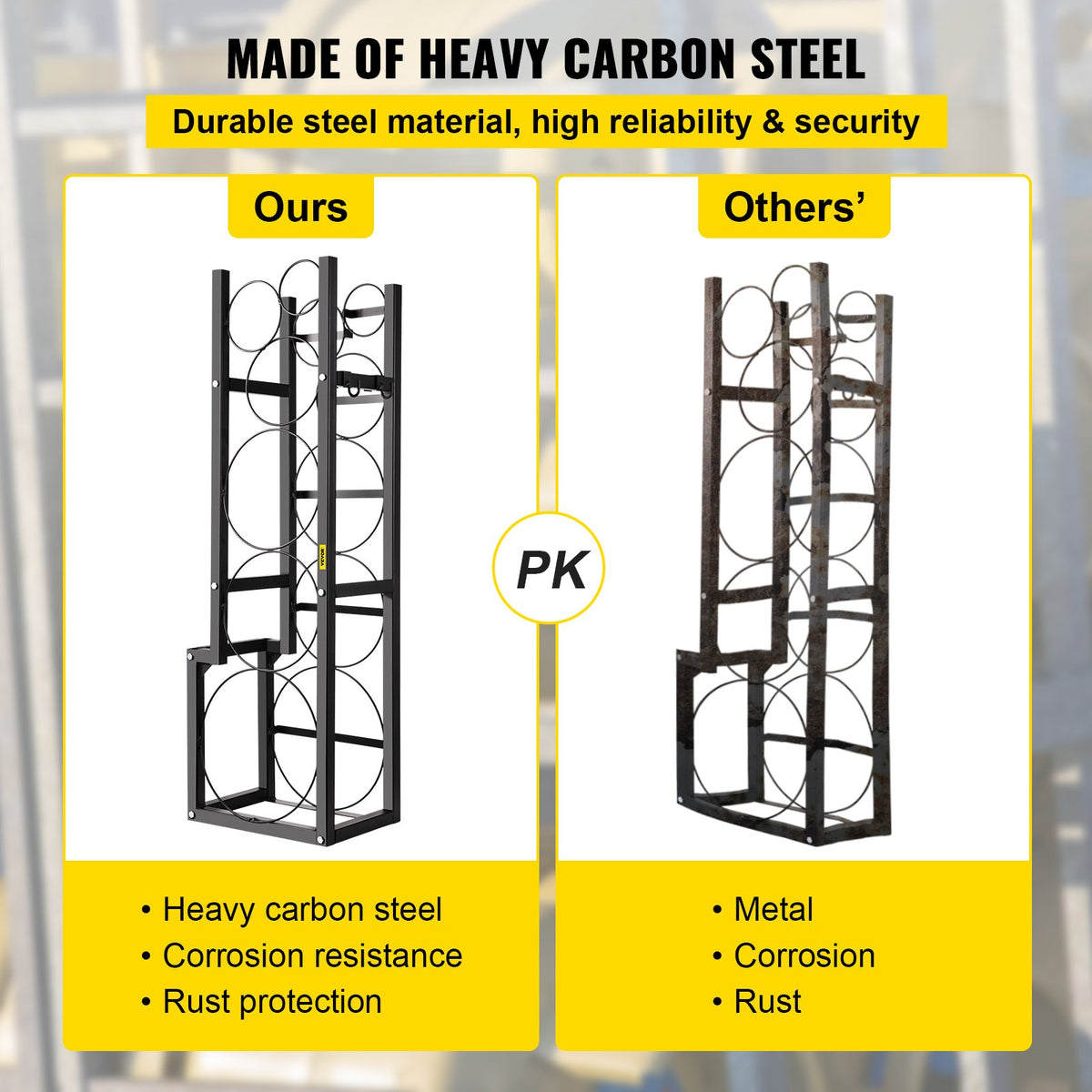 Refrigerant Cylinder Rack Carbon Steel 6 Bottle Gas Storage Holder