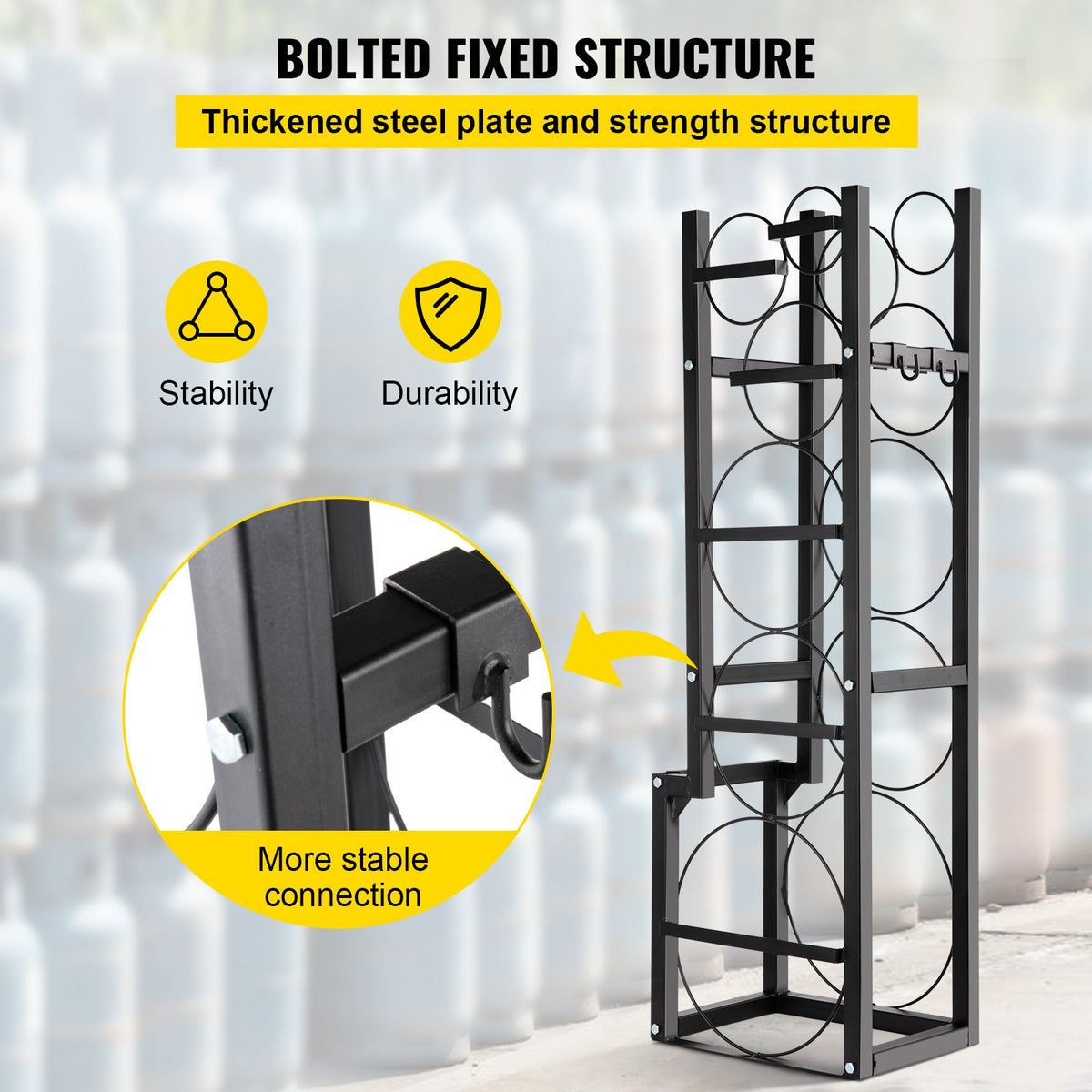 Refrigerant Cylinder Rack Carbon Steel 6 Bottle Gas Storage Holder