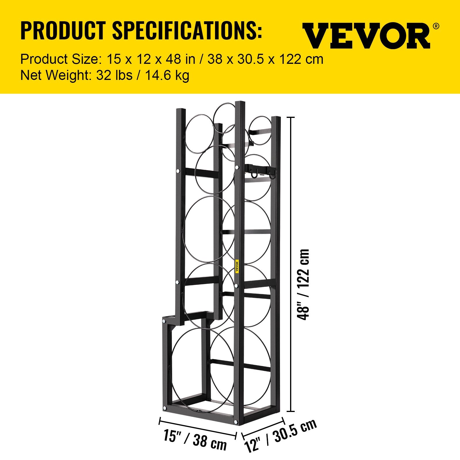 Refrigerant Cylinder Rack Carbon Steel 6 Bottle Gas Storage Holder