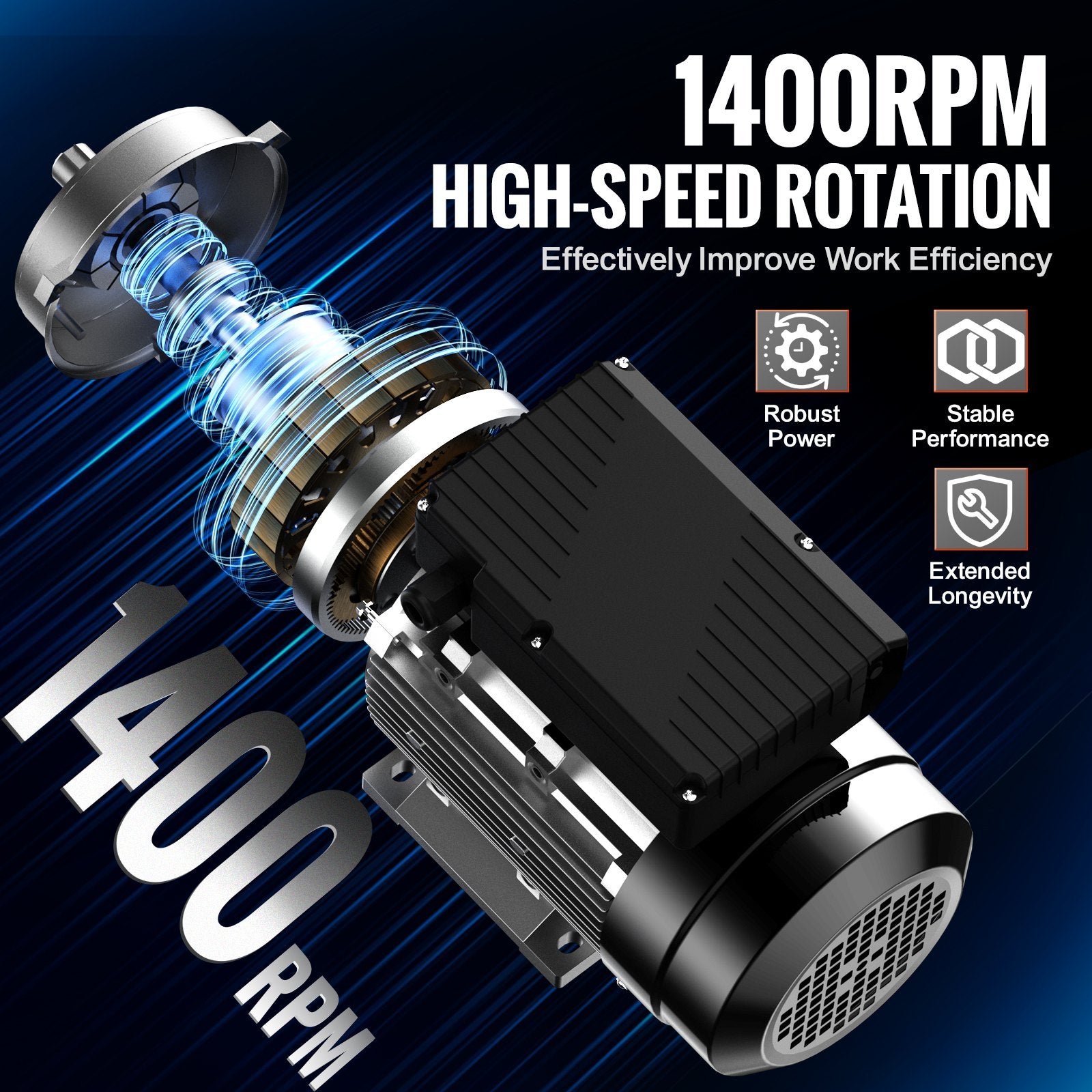 Electric Motor 0.75KW 1400rpm AC 220-240V 5.45A B34 Frame with 19mm Shaft