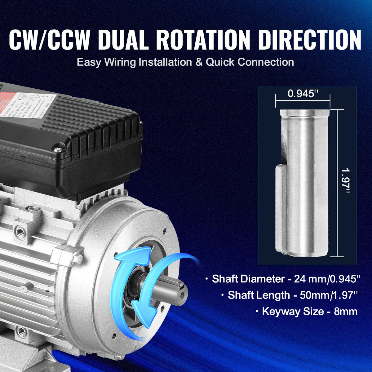 Electric Motor 2.2KW 2800rpm AC 220-240V 13.8A 90L B3 Frame with 24mm Shaft