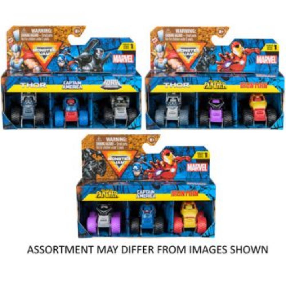 Monster Jam Mini's Marvel 3 Pack 1:87 Die-Cast Toy Assorted