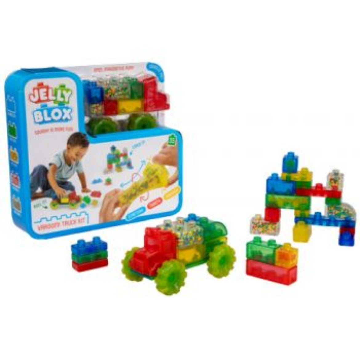 Jelly Blox Vroom Truck Kit Squishy Building Blocks Sensory Play 35pc