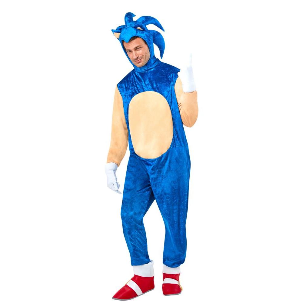 Sonic Costume for Adults Jumpsuit with Headpiece Gloves Shoe Covers Cosplay