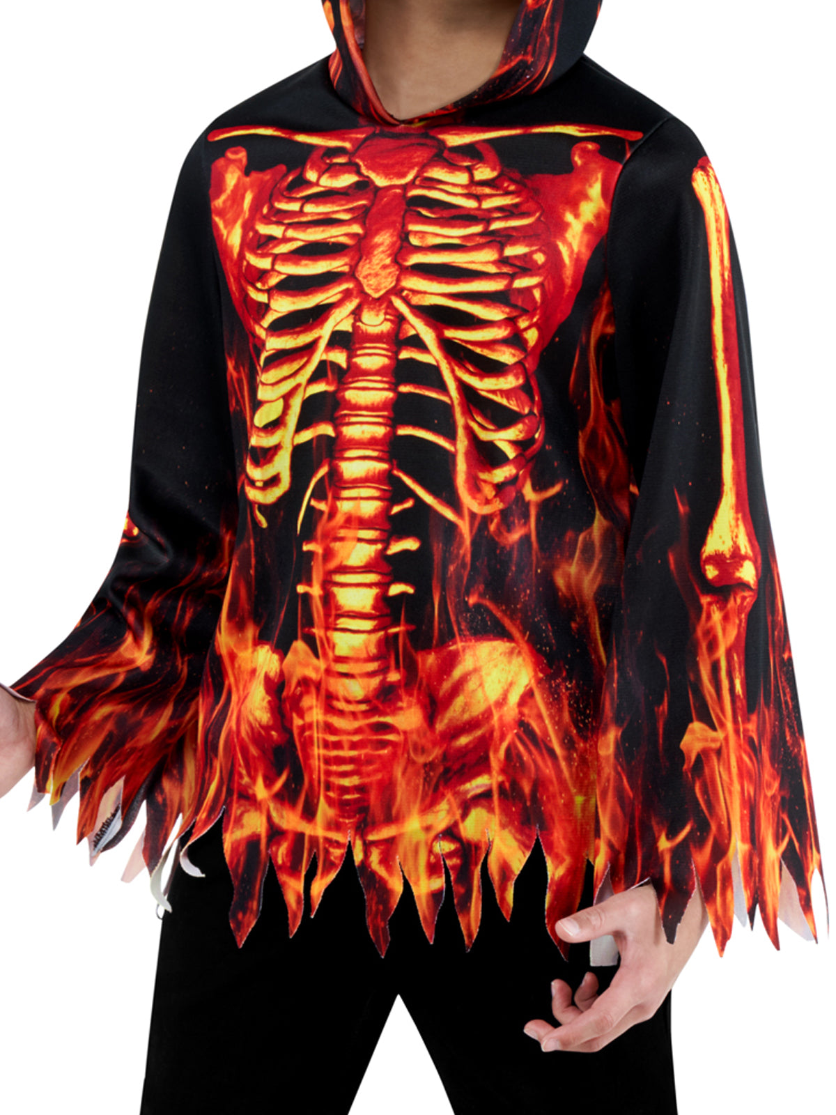 Fire Devil Kids Halloween Costume with Hooded Top and Devil Mask Scary Outfit
