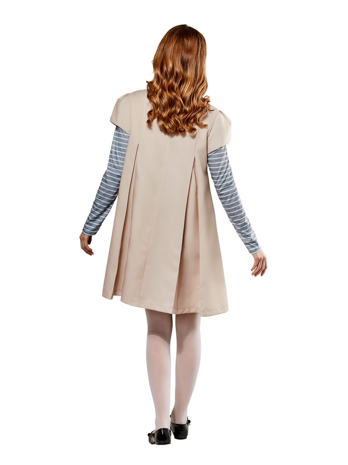 M3GAN Halloween Costume Adult Horror Doll Dress with Bow and Striped Sleeves