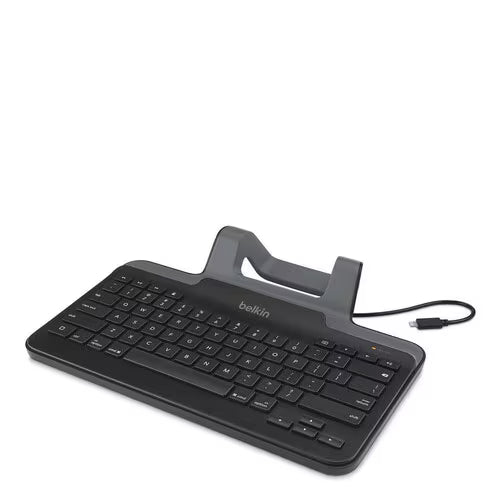 Belkin Wired Tablet Keyboard Lightning Connector Stand Multimedia iPad Black