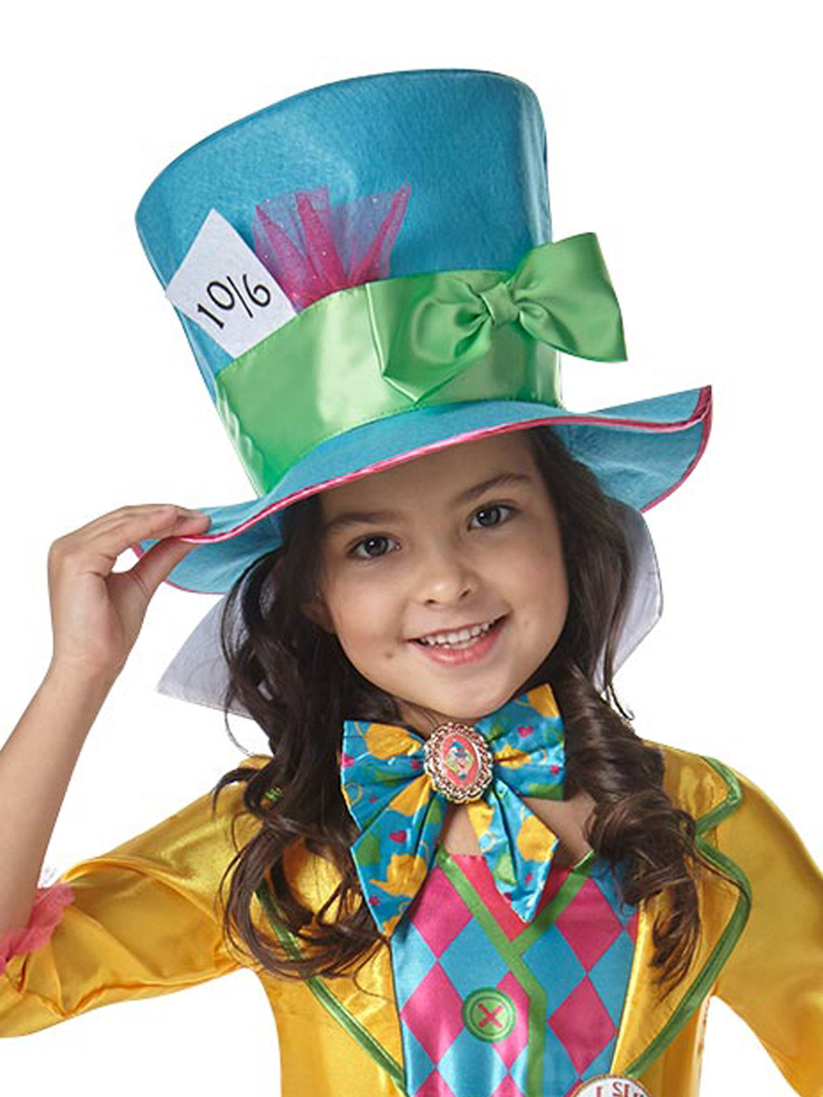 Mad Hatter Deluxe Costume Child Alice in Wonderland Dress with Hat and Bow
