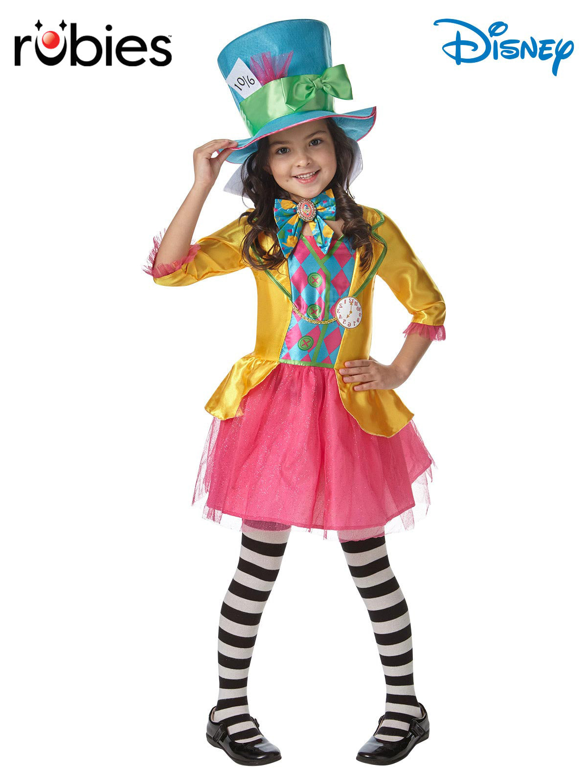 Mad Hatter Deluxe Costume Child Alice in Wonderland Dress with Hat and Bow