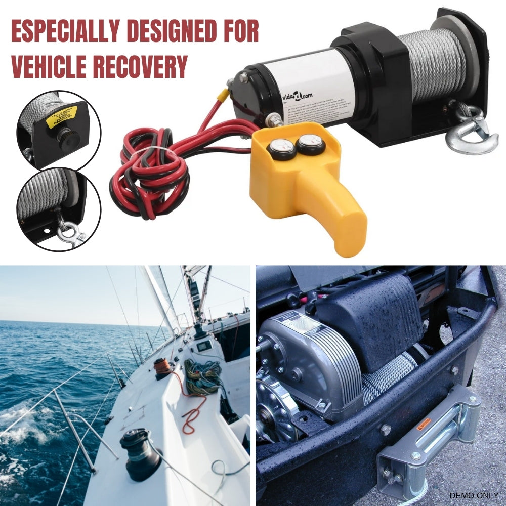 12 V Electric Winch 907 KG Wire Remote Control