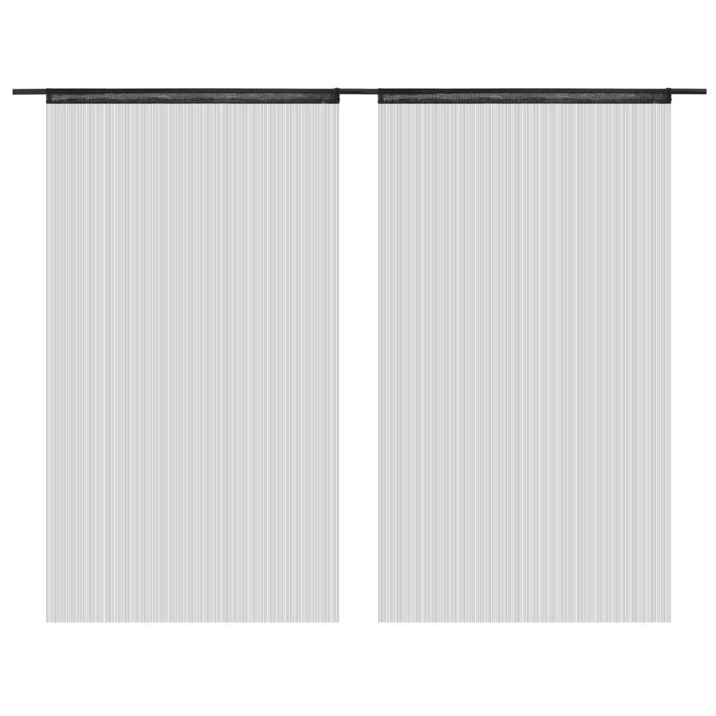 String Curtains 2 pcs 100x250 cm Black