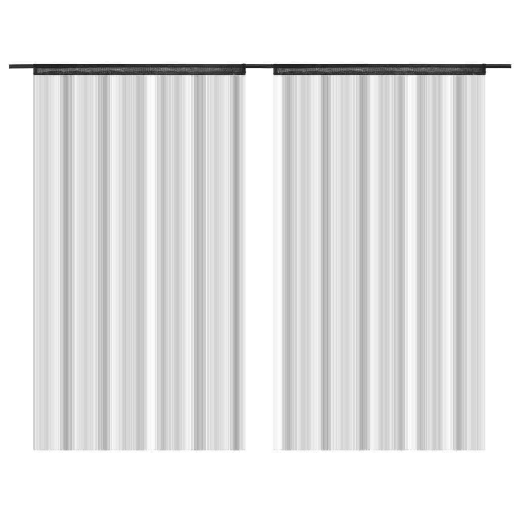 String Curtains 2 pcs 140x250 cm Black