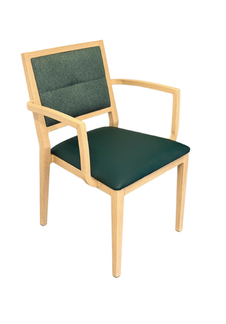 Handrix Dining Chair Stackable with Comfortable Faux Leather & Green Fabric