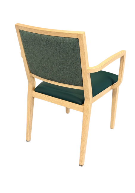 Handrix Dining Chair Stackable with Comfortable Faux Leather & Green Fabric