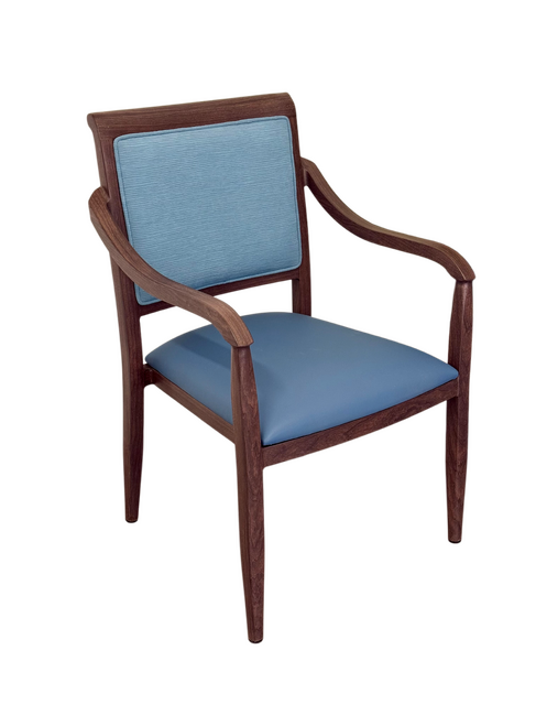 Hugh Dining Chair Stackable with Modern Faux Leather Seat & Fabric Backrest