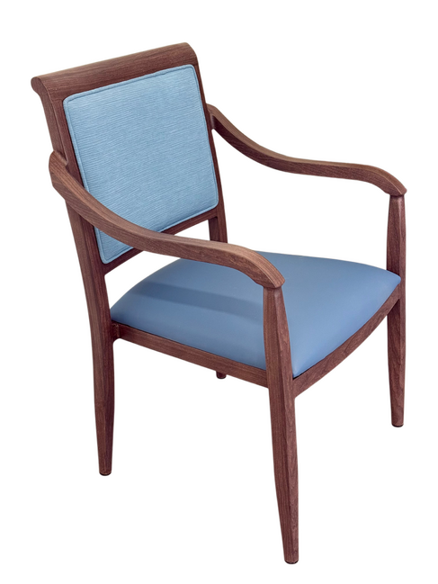 Hugh Dining Chair Stackable with Modern Faux Leather Seat & Fabric Backrest