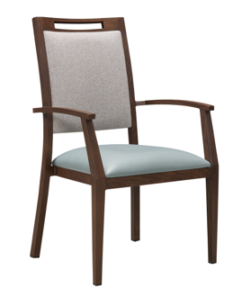 Richard Dining Chair Stackable with Modern Faux Leather Seat & Fabric Back