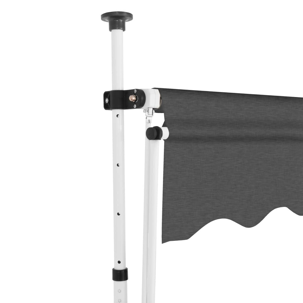 Manual Retractable Awning 400cm Anthracite Steel Frame Outdoor Patio Sun Shade