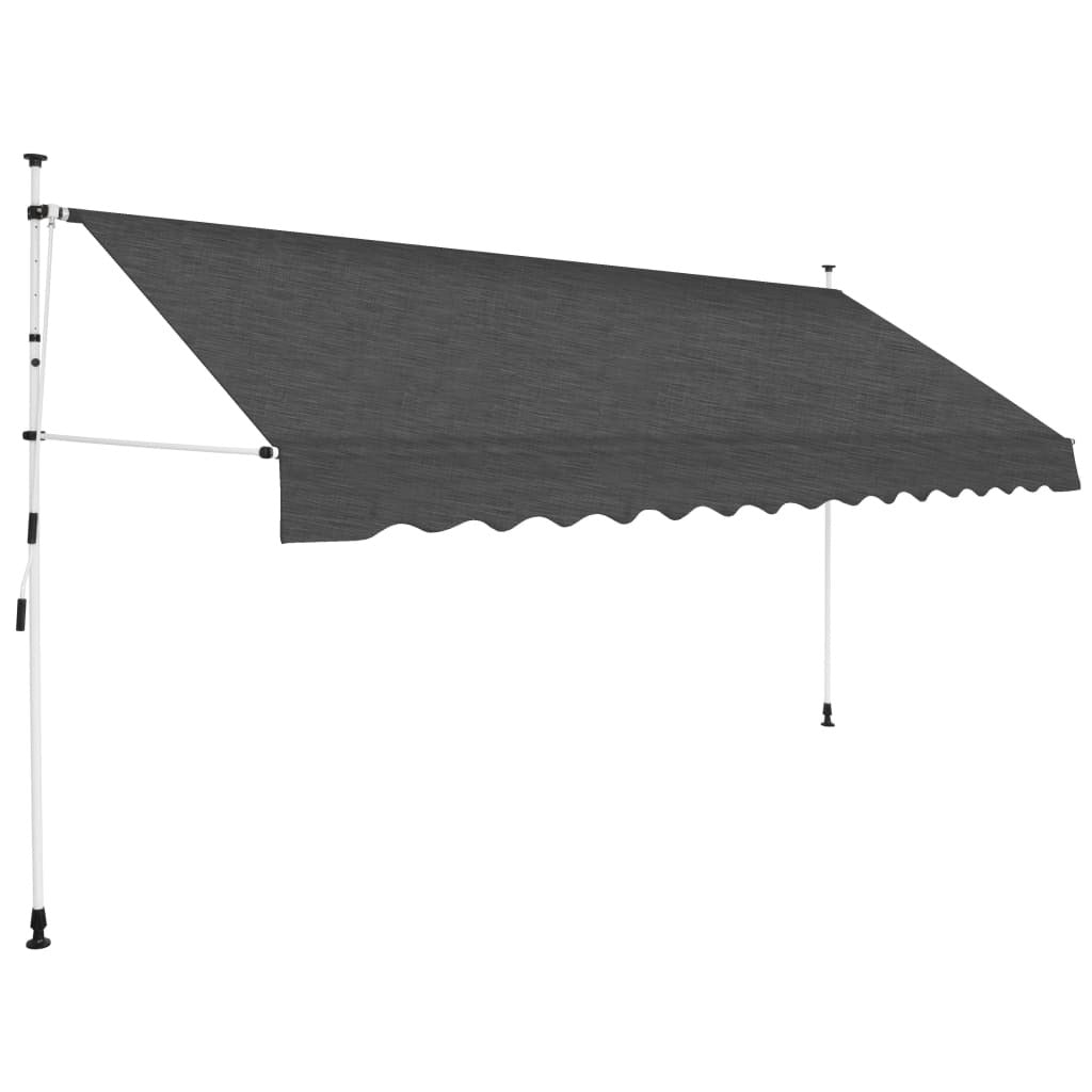 Manual Retractable Awning 400cm Anthracite Steel Frame Outdoor Patio Sun Shade