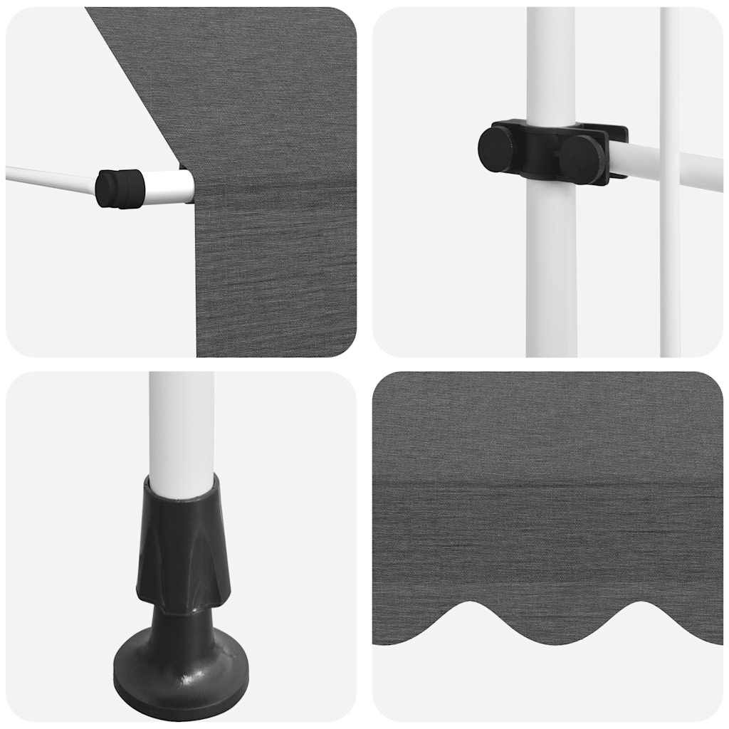 Manual Retractable Awning 400cm Anthracite Steel Frame Outdoor Patio Sun Shade