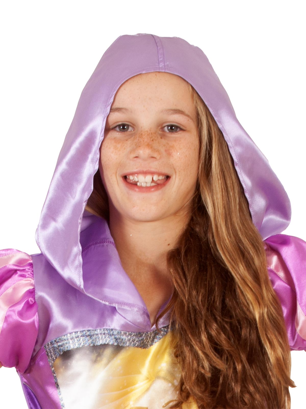 Disney Rapunzel Costume for Kids with Satin Bodice and Oversized Hood - Purple Colour