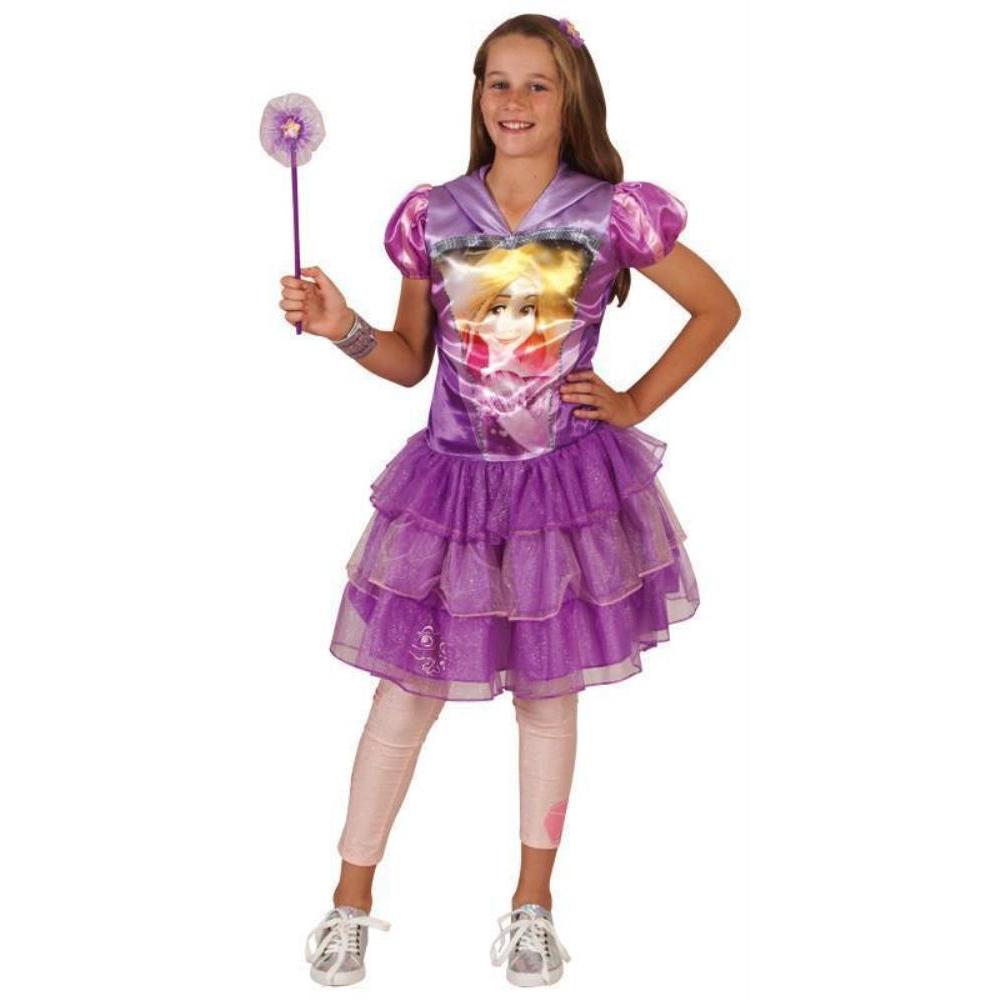 Disney Rapunzel Costume for Kids with Satin Bodice and Oversized Hood - Purple Colour