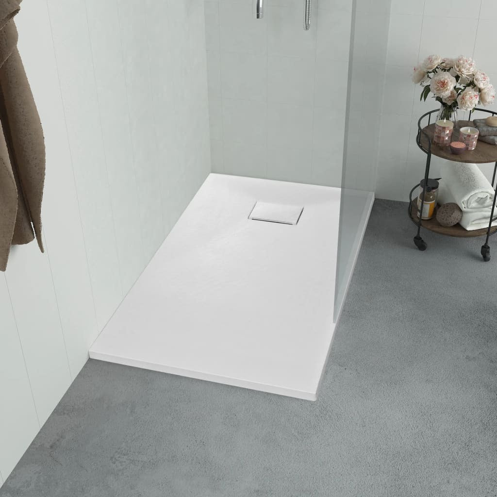 Bathroom Shower Base Tray 100x70cm White SMC Low Profile Anti Slip