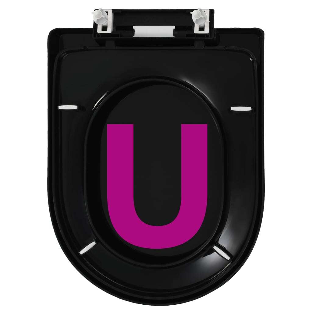 Soft Close Toilet Seat Quick Release Black Polypropylene Bathroom WC