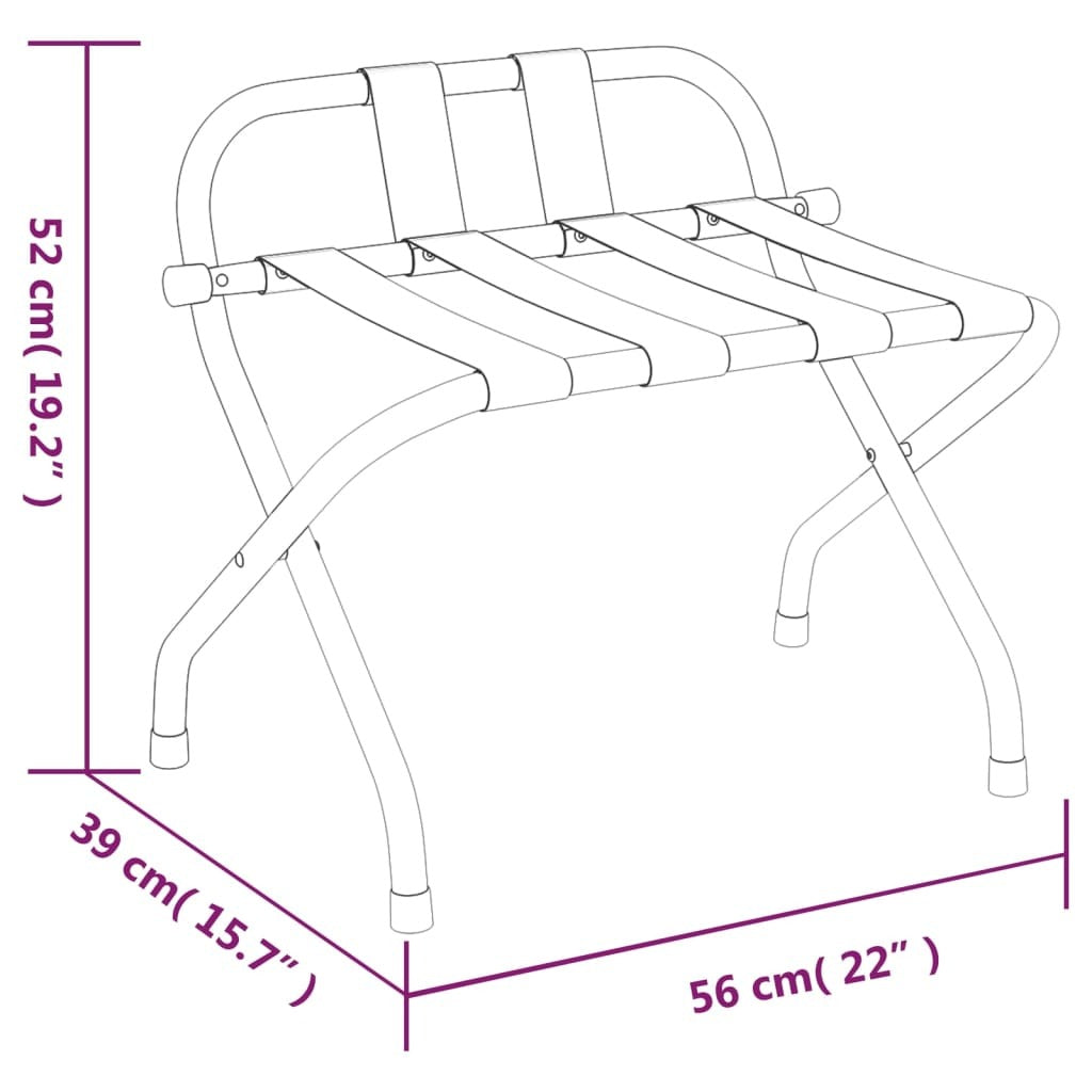 Luggage Rack with Backrest Steel Folding Hotel Suitcase Stand Holder Black