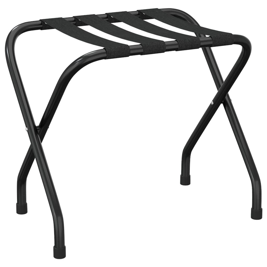 Luggage Rack Black 56x40x49cm Foldable Steel Frame Suitcase Stand Hotel