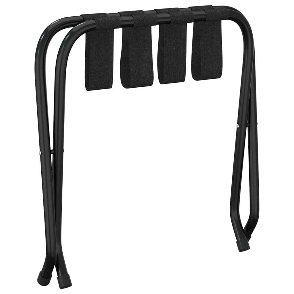 Luggage Rack Black 56x40x49cm Foldable Steel Frame Suitcase Stand Hotel