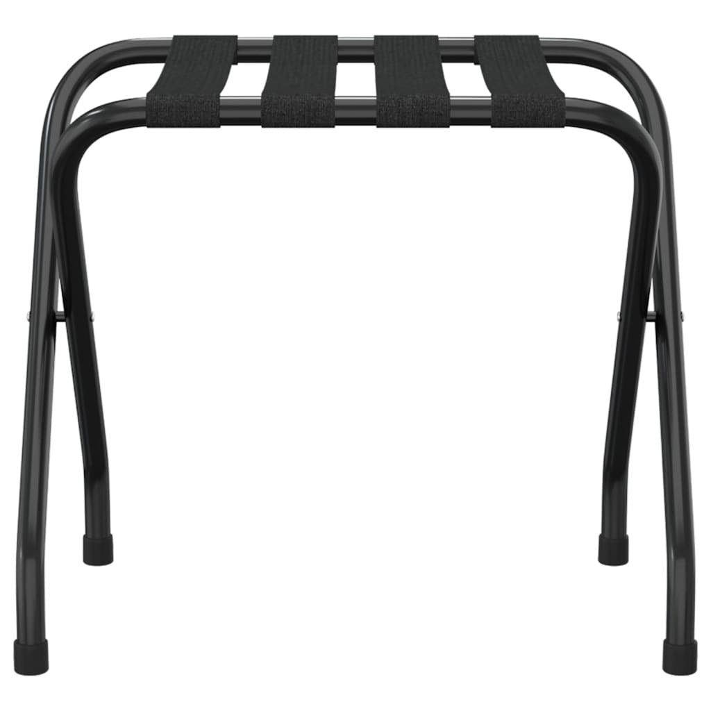 Luggage Rack Black 56x40x49cm Foldable Steel Frame Suitcase Stand Hotel